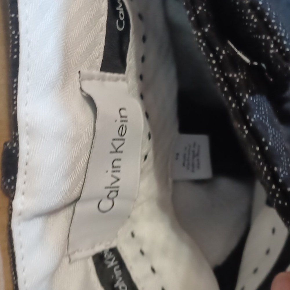 Calvin Klein Black And White Diamond Pattern Slacks, High Rise Straight Leg - Picture 2 of 11